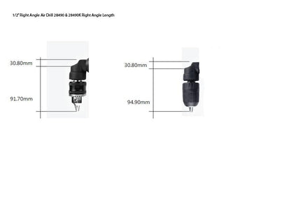 Master Palm 1/2 Zoll pneumatischer Winkelbohrer reversibel mit Seitengriff und Schnellwechselfutter – 500 U/min, 0,5 PS