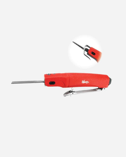 a swiss army knife with a red handle