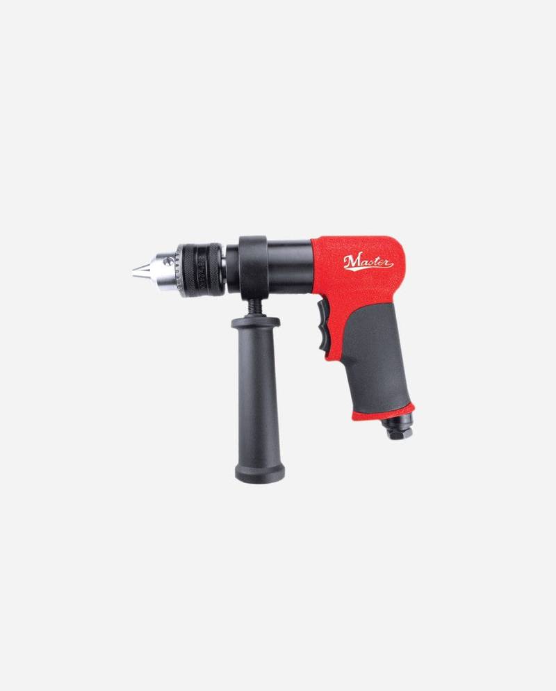 a red and black drill is on a white background